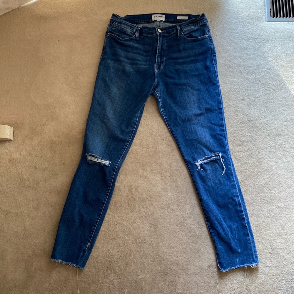 Frame Denim Women's Skinny Jeans - Dark Blue